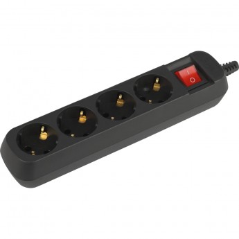 Колодка удлинителя ЭРА Б0061734 KX-4es-B 4-м с заземлением с выключателем черный